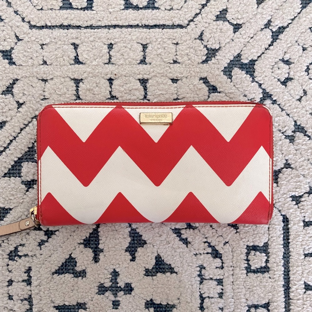 Kate Spade Chevron Zip Up Wallet